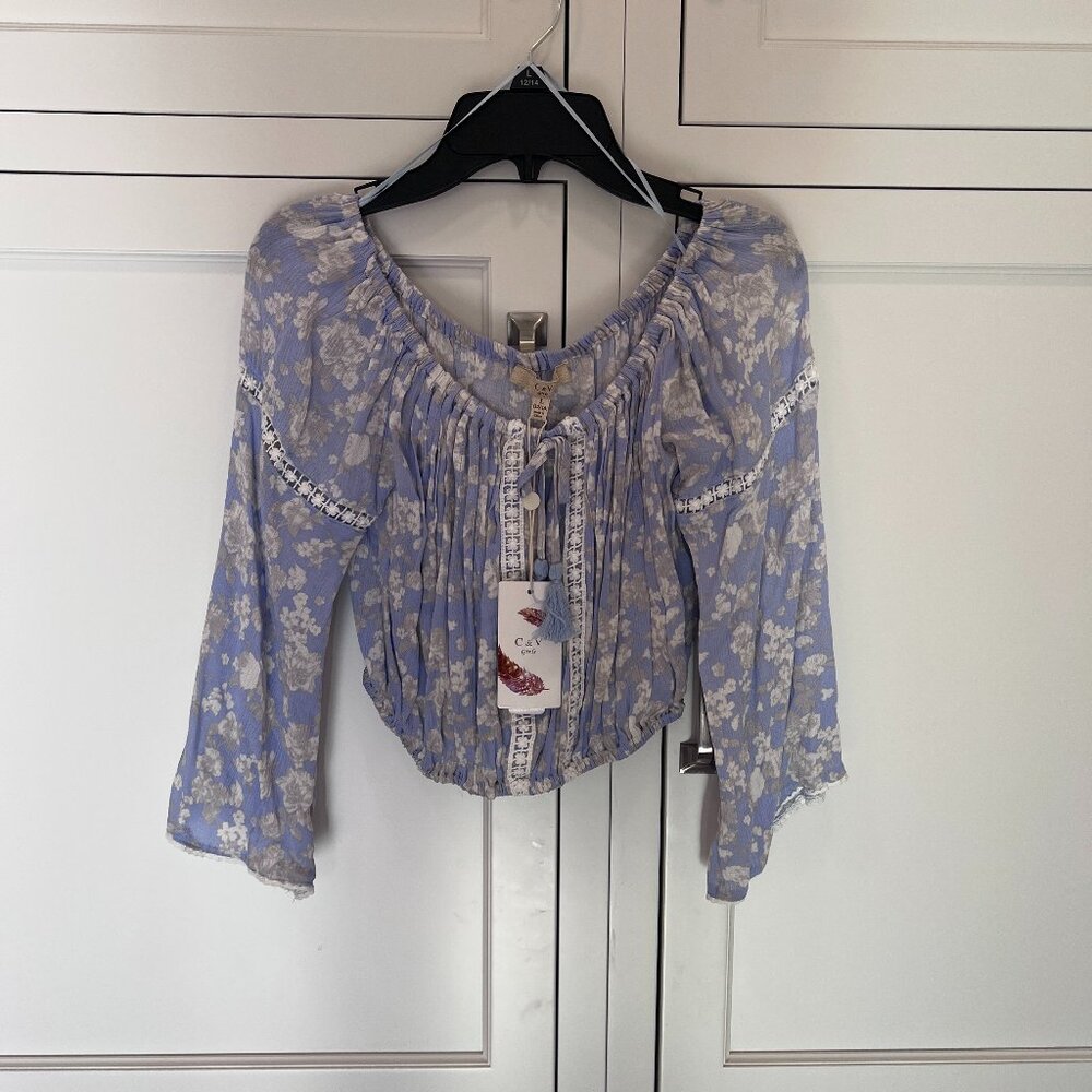 C & V Girls Floral top, size L